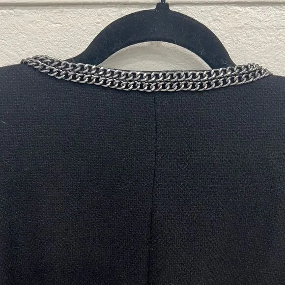 Tweed-Like Wool Blazer with Chains