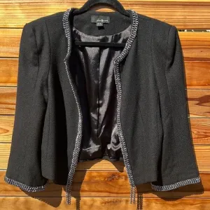 Tweed-Like Wool Blazer with Chains
