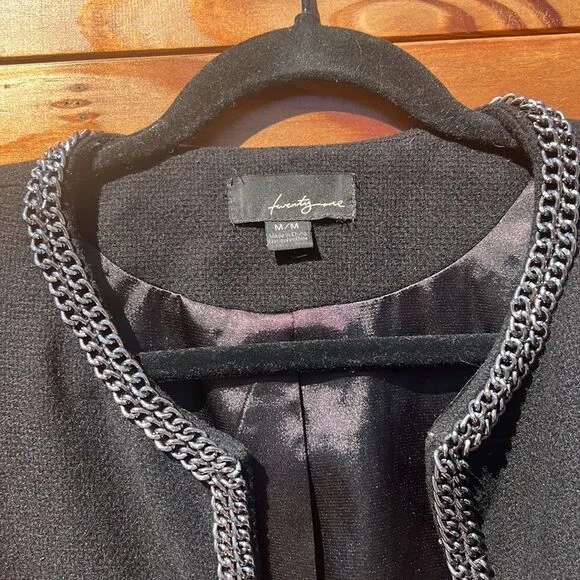 Tweed-Like Wool Blazer with Chains