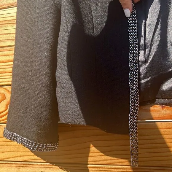 Tweed-Like Wool Blazer with Chains