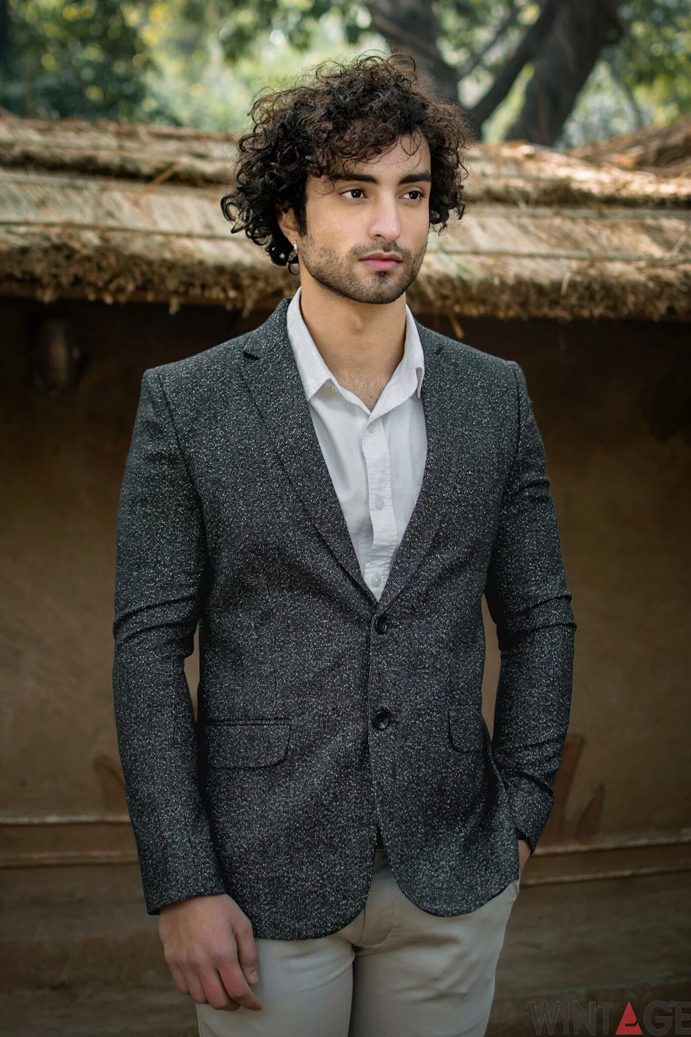 Tweed Wool Grey Blazer