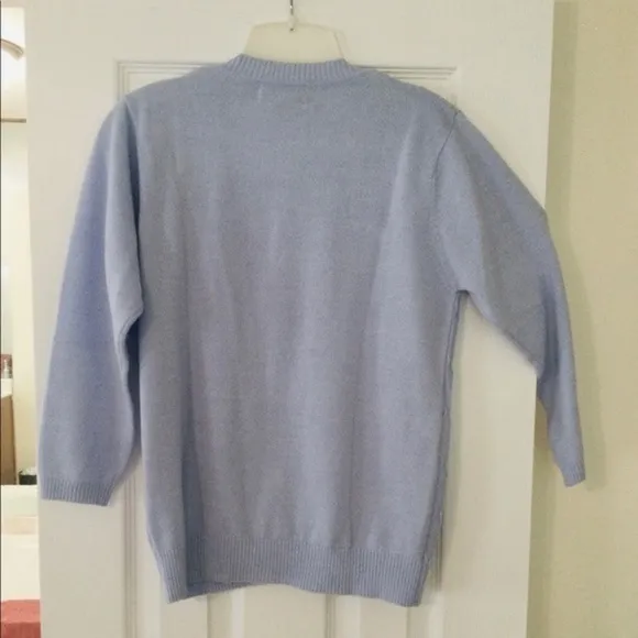 Two-in-one pointelle knit sweater set, Periwinkle blue, Size S, Cathy Daniels