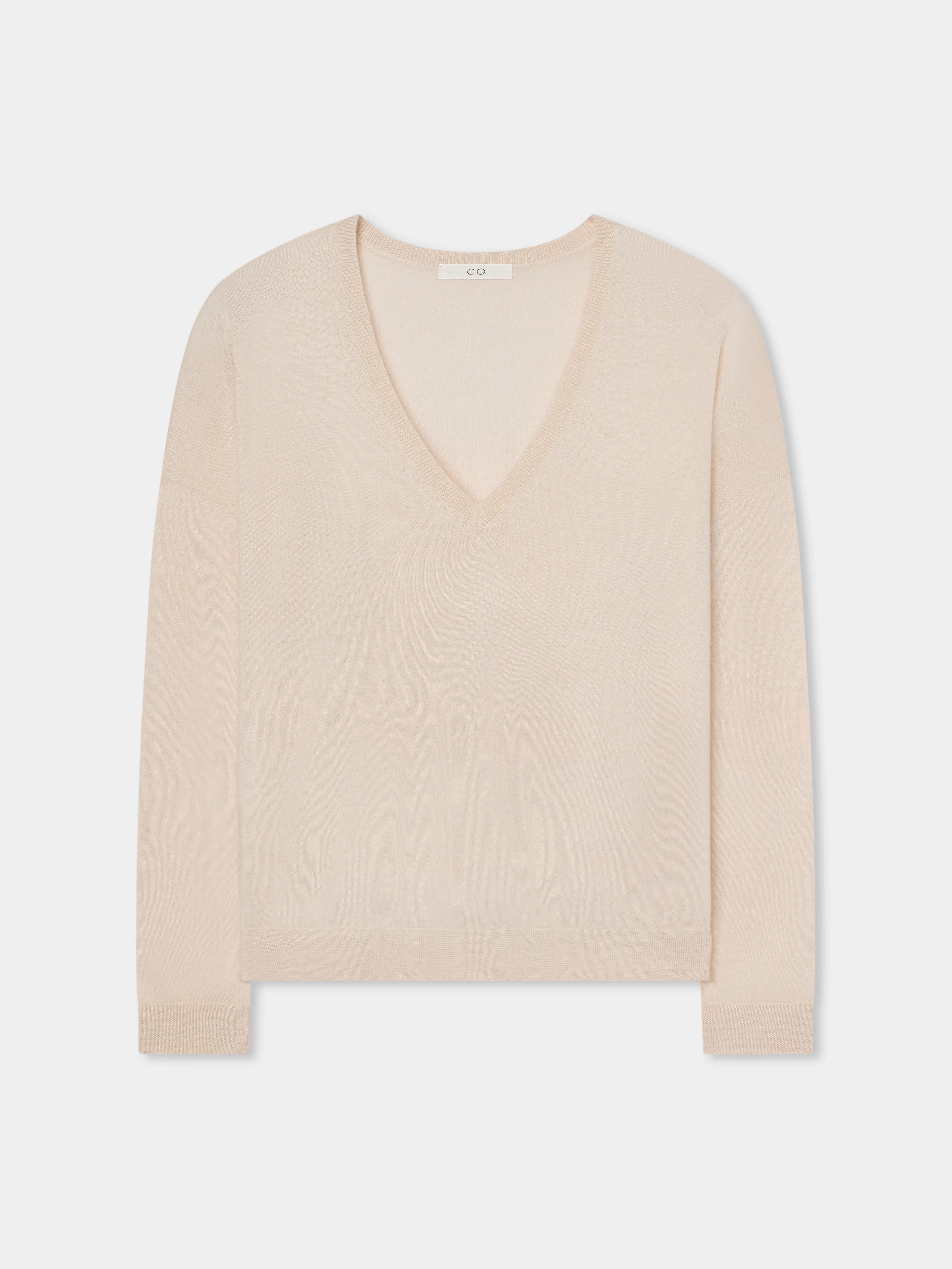 V-Neck Sweater in Fine Cashmere - Whisper Pink