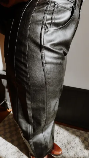 Vegan Leather Barrel Pant