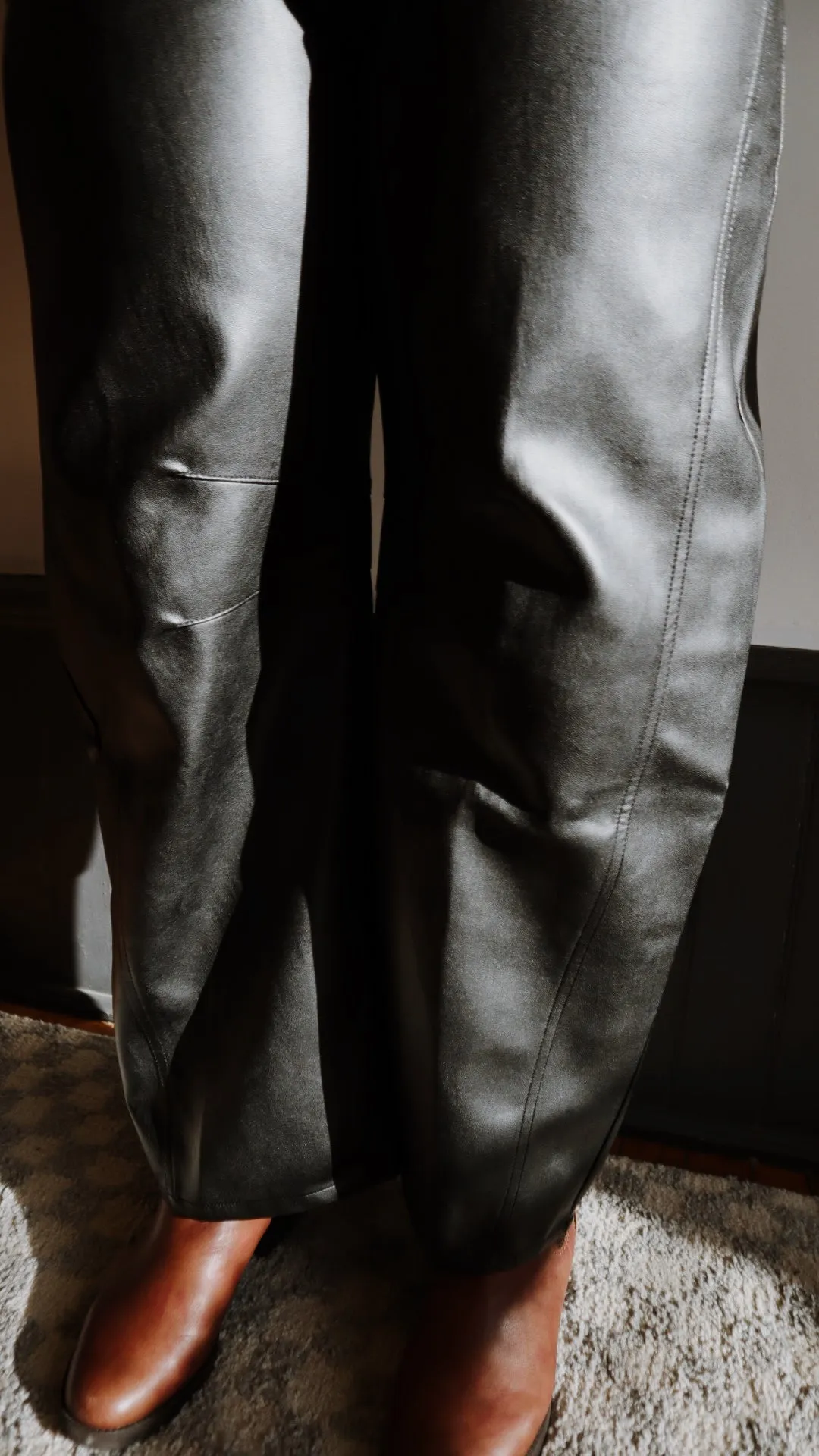 Vegan Leather Barrel Pant