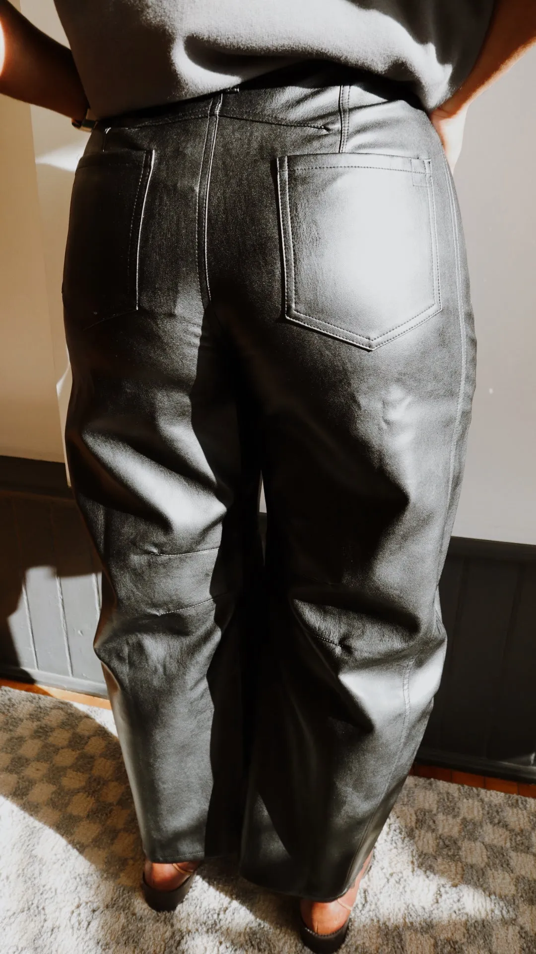 Vegan Leather Barrel Pant