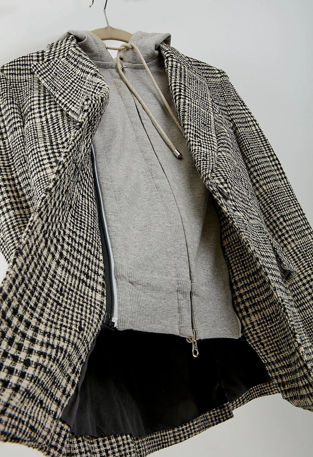 Veronica Beard Checkered Black/White Hooded Blazer - 6