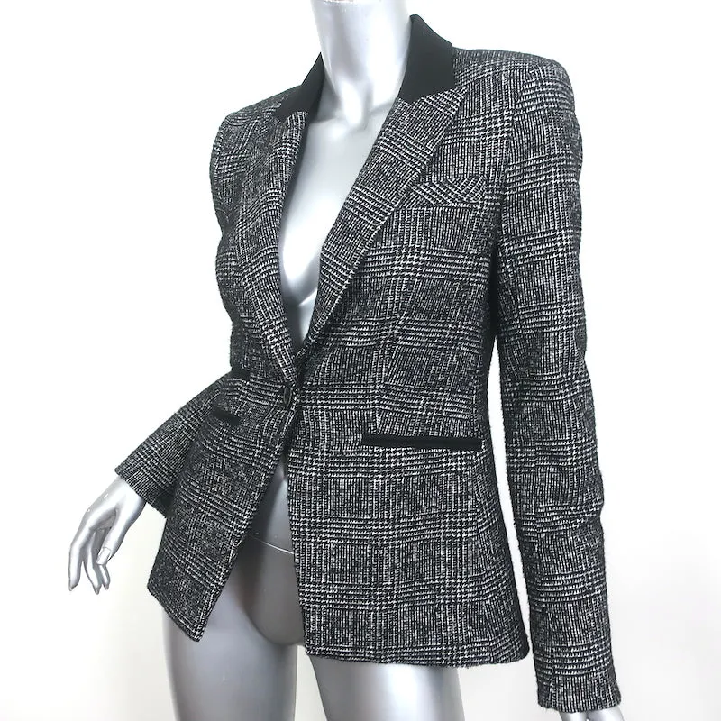Veronica Beard Gia Tweed Dickey Jacket Black Plaid Size 4 One-Button Blazer