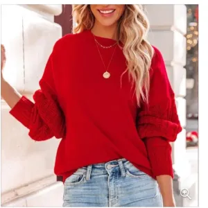 Vici red cable knit sleeve  sweater size large
