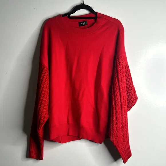 Vici red cable knit sleeve  sweater size large