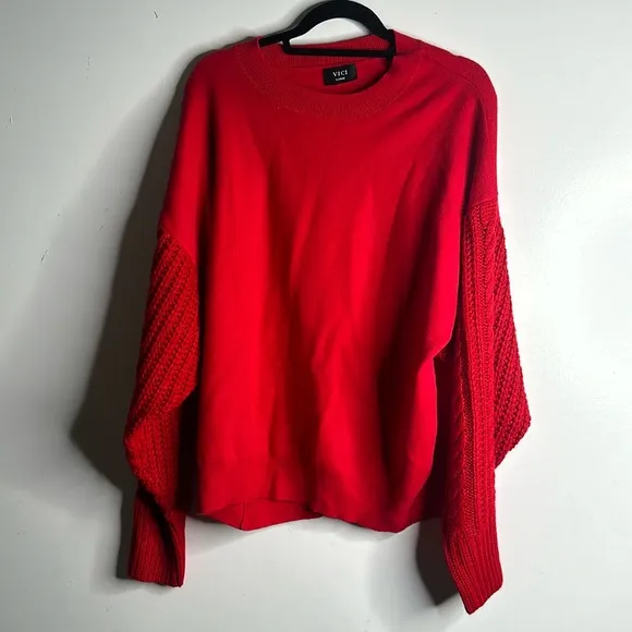 Vici red cable knit sleeve  sweater size large