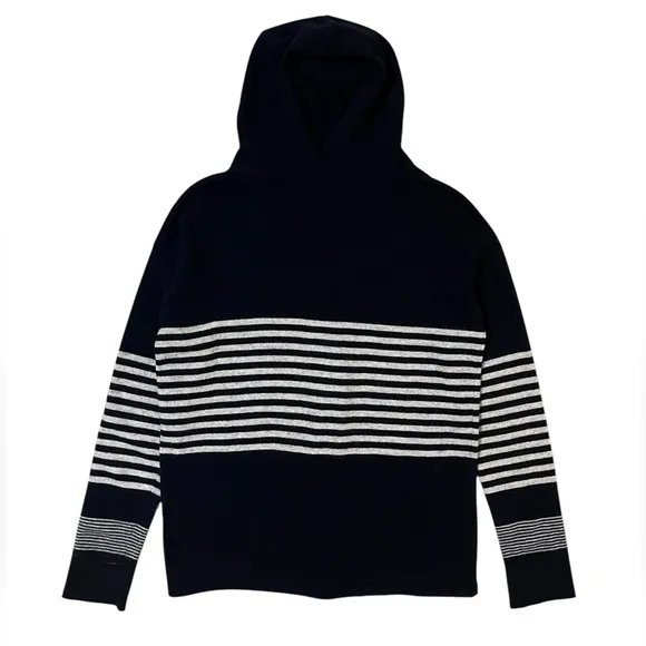 Vineyard Vines Striped Hoodie Sweater Wool Cashmere Navy Gray Stripe Womens XS
