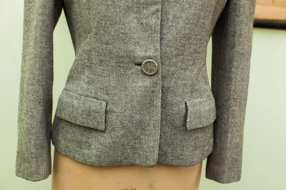 Vintage 40s Gray Wool Ladies Jacket Small / Medium