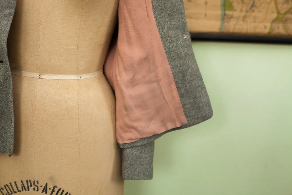 Vintage 40s Gray Wool Ladies Jacket Small / Medium