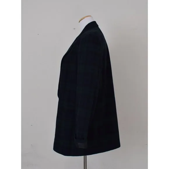 Vintage 90s Green/Navy Plaid Wool Acrylic Blazer by White Stag size 16