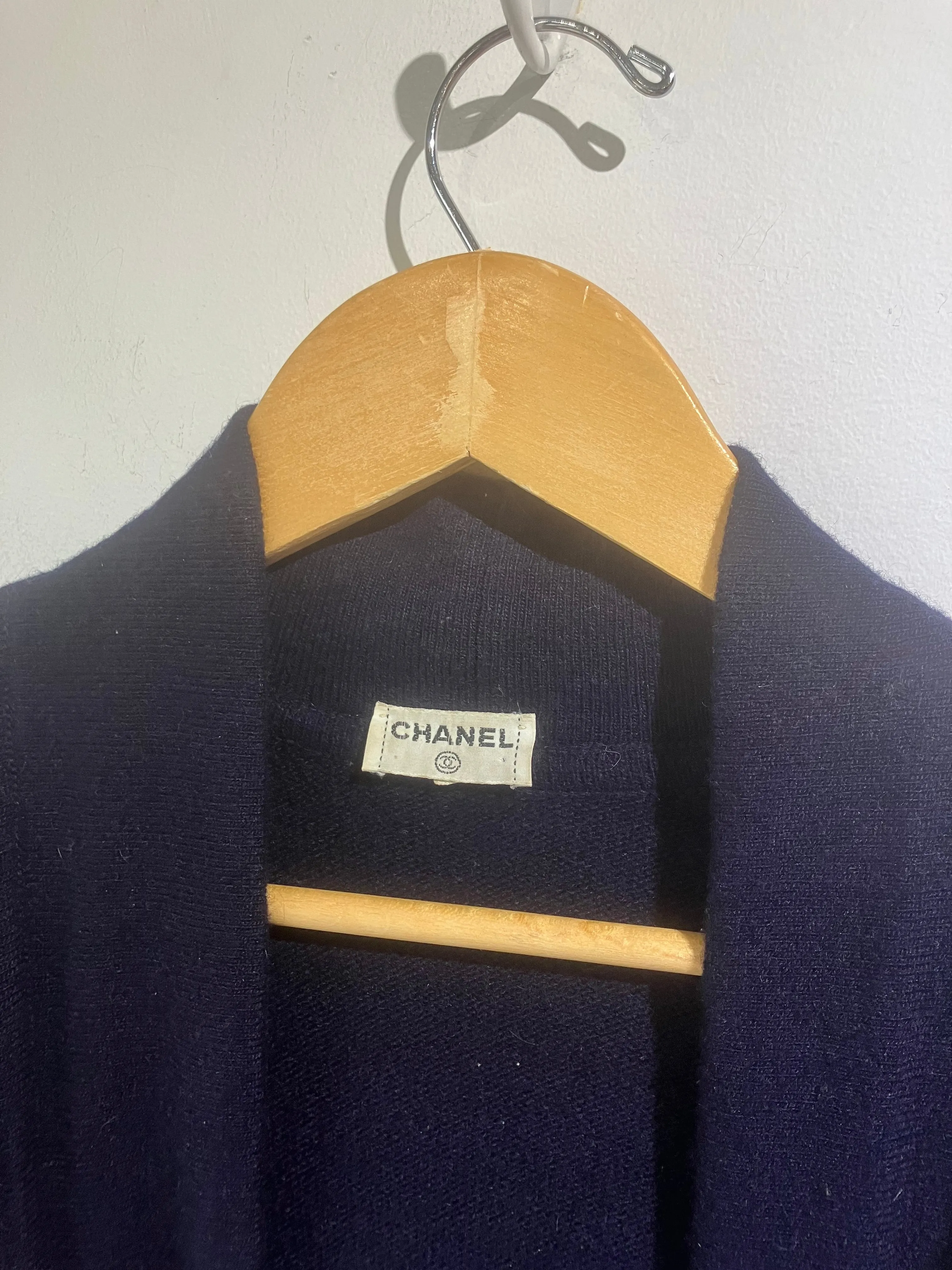 Vintage Chanel Navy Cashmere Cardigan Sweater