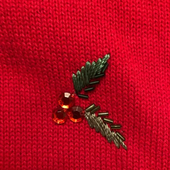 Vintage Christmas Beaded Sequins Zip Up Red Black Ugly Sweater Cardigan size 3X