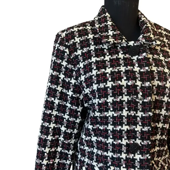 Vintage Dressbarn Red, White &amp; Black Checkered Tweed Blazer