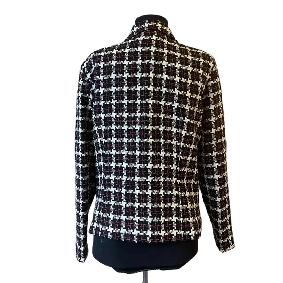 Vintage Dressbarn Red, White &amp; Black Checkered Tweed Blazer