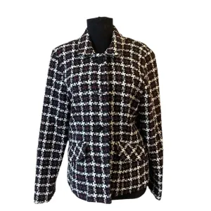 Vintage Dressbarn Red, White &amp; Black Checkered Tweed Blazer