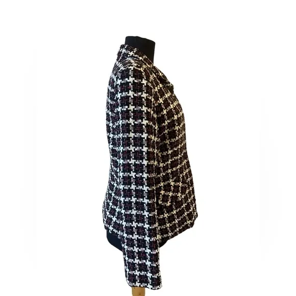 Vintage Dressbarn Red, White &amp; Black Checkered Tweed Blazer