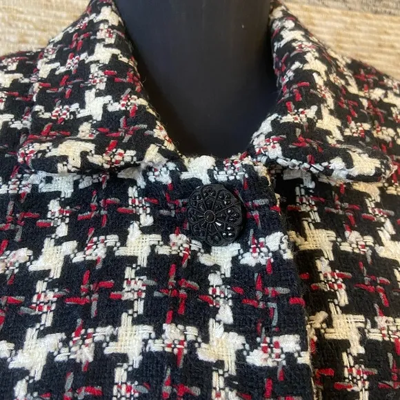 Vintage Dressbarn Red, White &amp; Black Checkered Tweed Blazer
