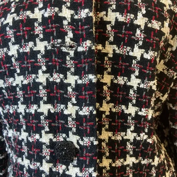 Vintage Dressbarn Red, White &amp; Black Checkered Tweed Blazer
