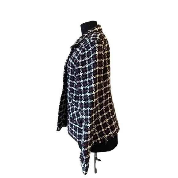 Vintage Dressbarn Red, White &amp; Black Checkered Tweed Blazer