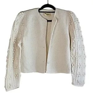 Vintage Handknits Womens Bobble Cardigan size S Cream Grandma Cottagecore Chunky