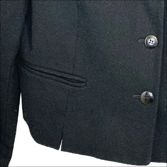 Vintage Haut de Gamme En Avance Black Wool Blazer Suit Jacket Point Collar Sz 12