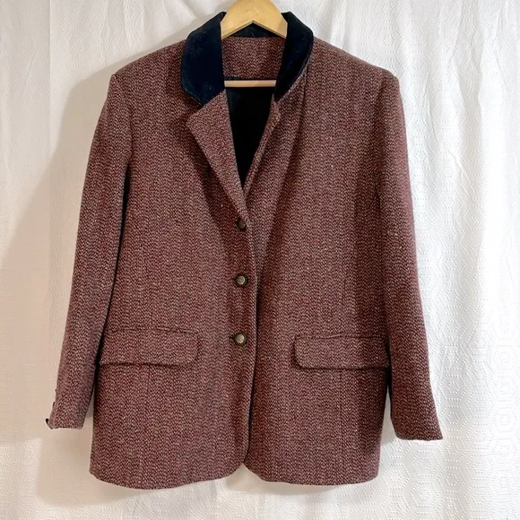 Vintage John Molloy Red Donegal Tweed Wool Three Button Blazer Ireland size 10