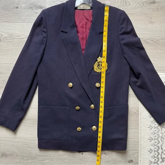 Vintage La Bonne Navy Wool Blazer Suit Jacket 8 Nautical Gold Buttons Preppy