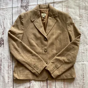 Vintage LL Bean medium wool silk tan tweed blazer