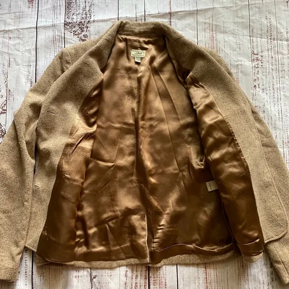 Vintage LL Bean medium wool silk tan tweed blazer