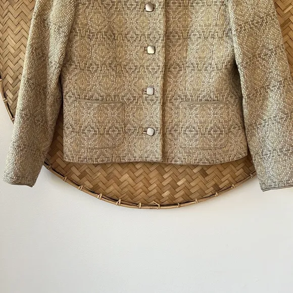 VINTAGE PENDLETON 100% VIRGIN WOOL KNIT TWEED DIAMOND PATTERN COLLARLESS…
