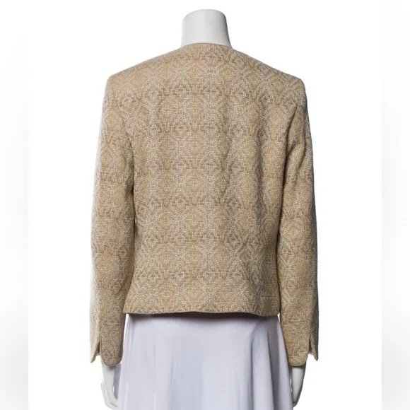 VINTAGE PENDLETON 100% VIRGIN WOOL KNIT TWEED DIAMOND PATTERN COLLARLESS…