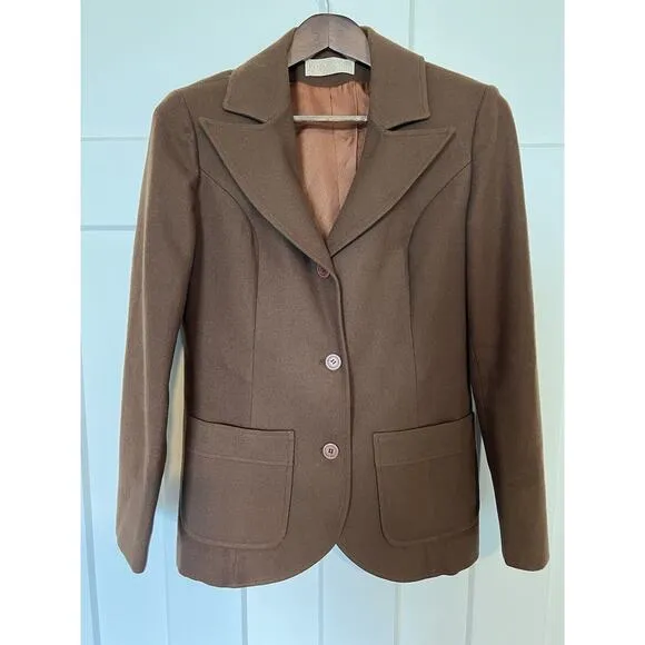 Vintage Pendleton Virgin Wool Women's Blazer Jacket Brown Peacoat Size 14