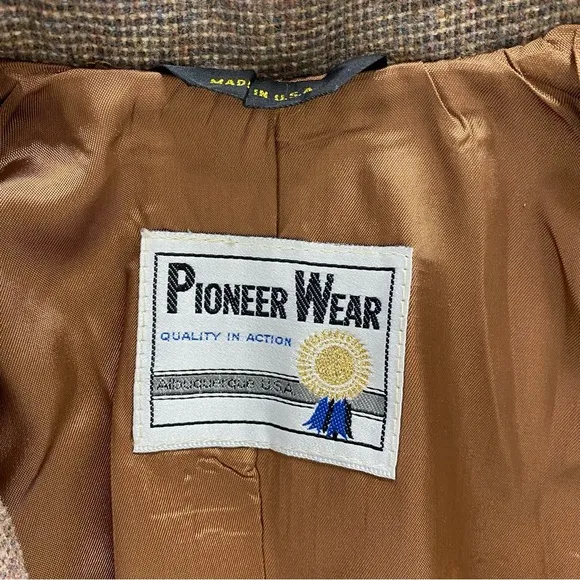 Vintage Pioneer Wear Women's Blazer Large Brown Western Wool Jacket USA Made