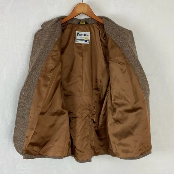 Vintage Pioneer Wear Women's Blazer Large Brown Western Wool Jacket USA Made