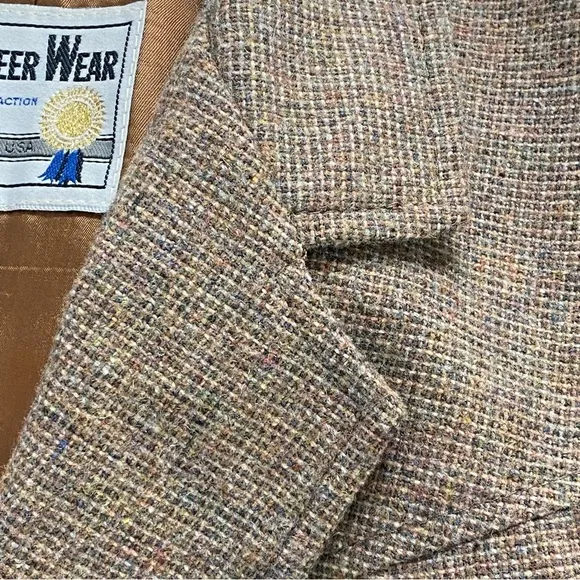 Vintage Pioneer Wear Women's Blazer Large Brown Western Wool Jacket USA Made