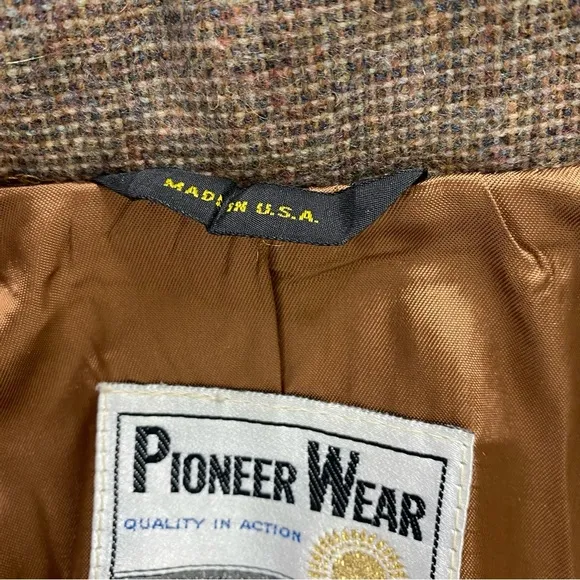 Vintage Pioneer Wear Women's Blazer Large Brown Western Wool Jacket USA Made
