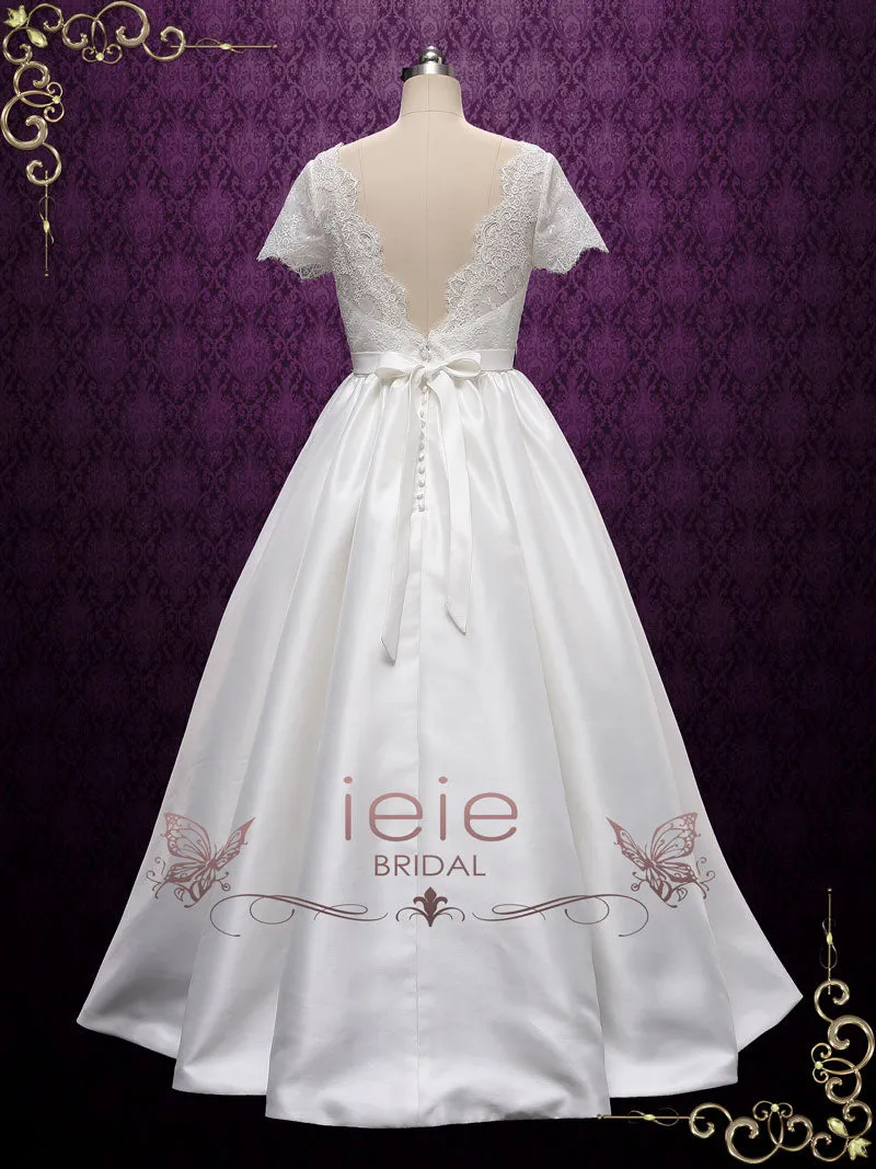 Vintage Short Sleeves Lace Wedding Dress | Alecta