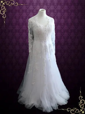 Vintage Style Lace Wedding Dress With Long Sleeves KORINA