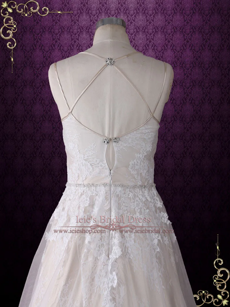 Vintage Style Lace Wedding Dress with Thin Straps | Beth