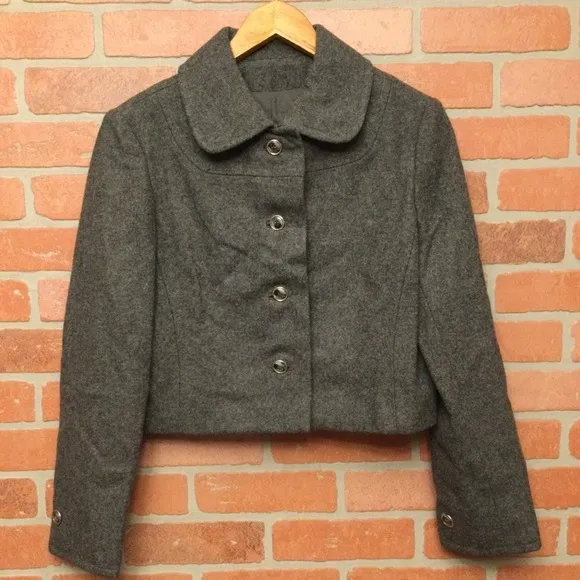 Vintage women’s wool blazer cropped button front union made USA Zelinka Matlick
