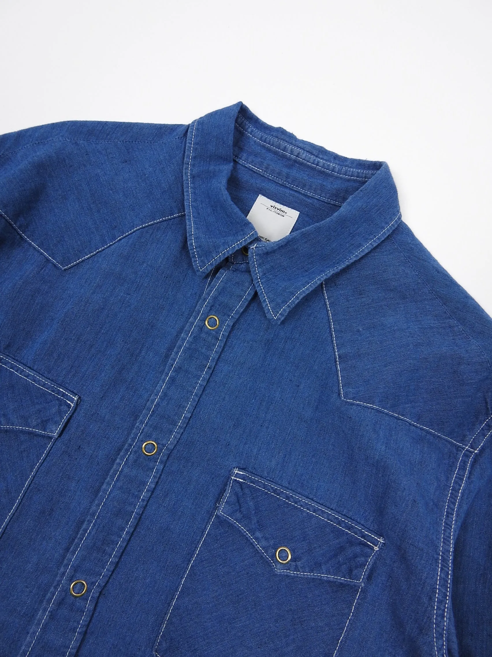 Visvim Blue Albacore Snap Button Shirt Size 4
