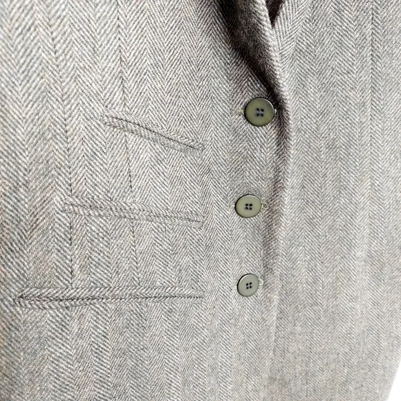 VTG Blazer Jacket Wool Herringbone Velvet Collar 90's Made in USA Dark Academia