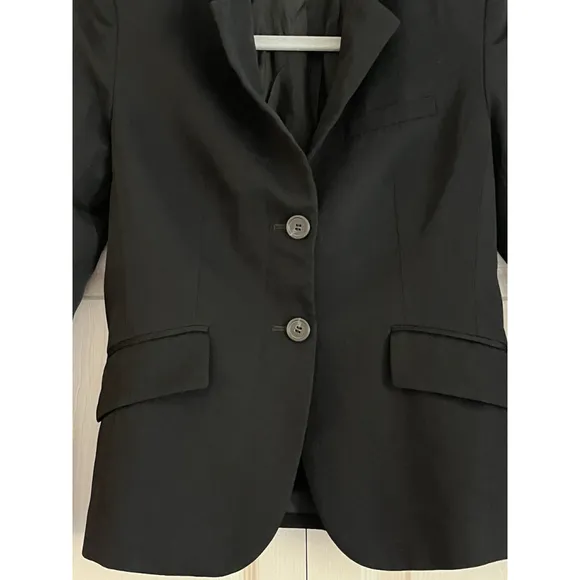 VTG J. Crew Black 2 Button Blazer Suit Jacket 100% Wool Women’s‎ Size Petite 2