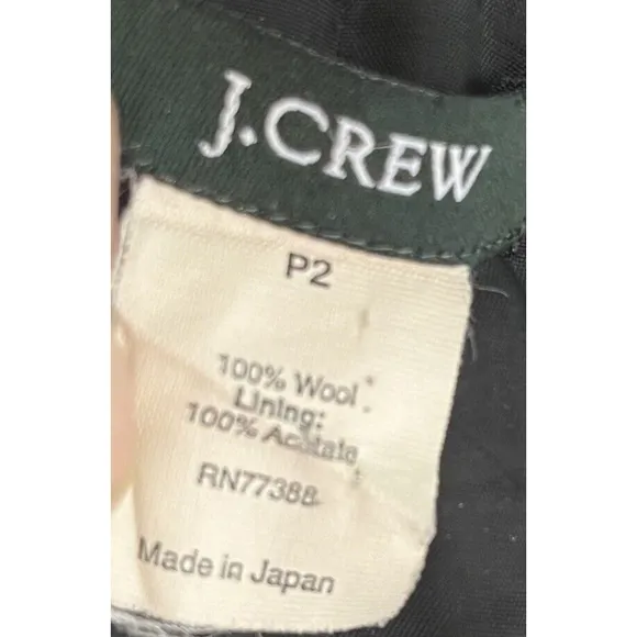 VTG J. Crew Black 2 Button Blazer Suit Jacket 100% Wool Women’s‎ Size Petite 2