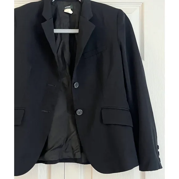 VTG J. Crew Black 2 Button Blazer Suit Jacket 100% Wool Women’s‎ Size Petite 2